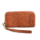 Zellini ● Large leather wallet - handbag 2in1 Unisex. Braided Italian leather