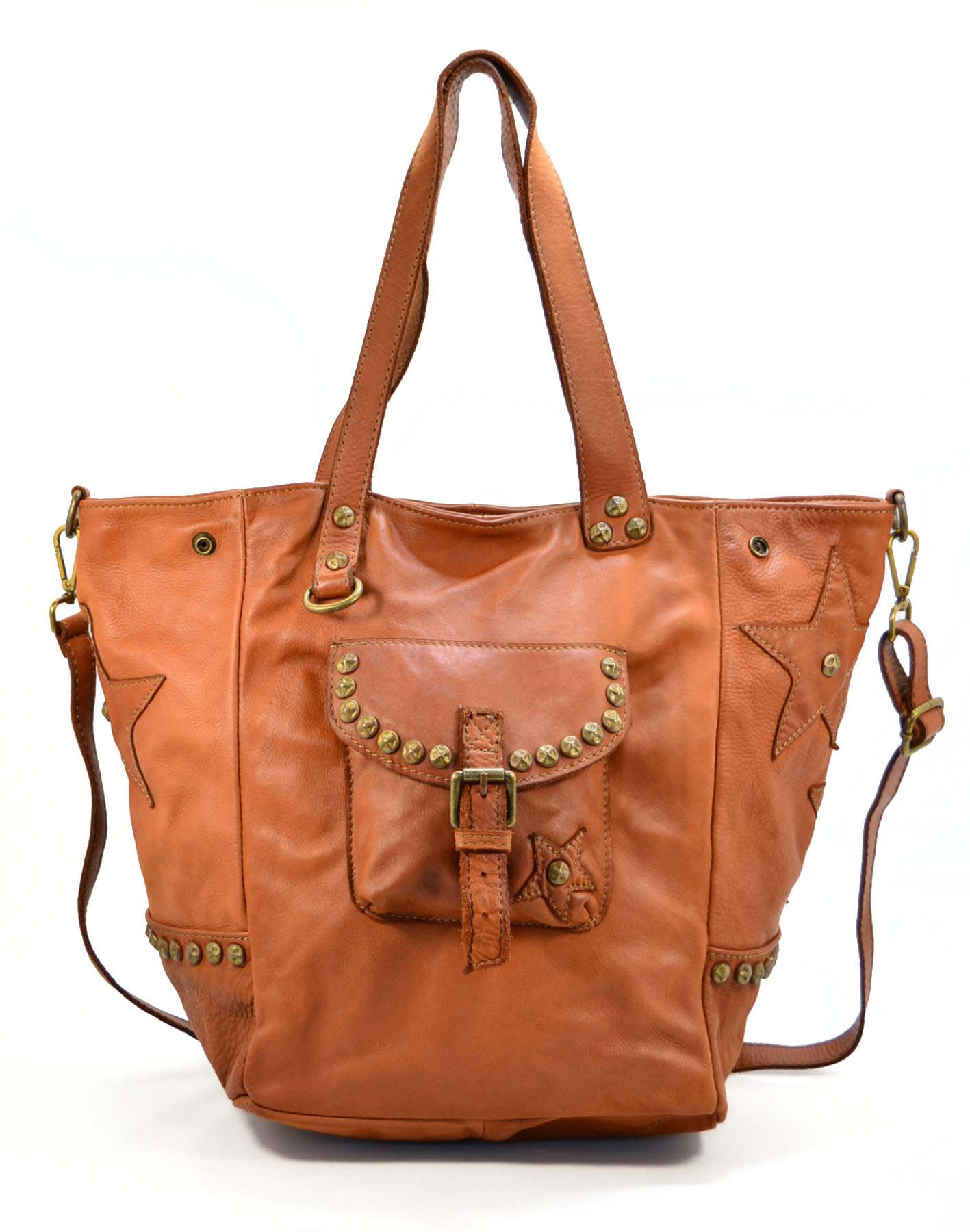 Canize ● Leather women's shoulder bag shopper. Boho