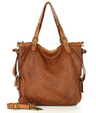 Cannole Intrecciato. Large woven leather shopper shoulder bag for women A4 XL