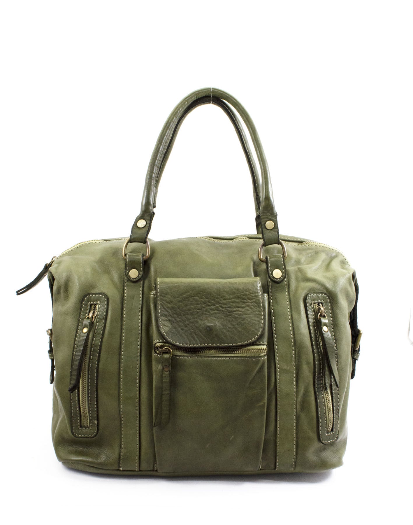 BOWLER MARCIANO● Damska skórzana torba na ramię typu bowling bag vintage brązowa lub czarna
