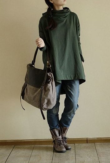 MAIL VINTAGE Duża damska materiałowa torba na ramię crossbody XXL
