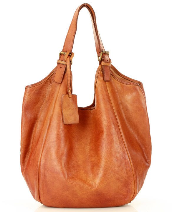 (express) Vessa● Duża skórzana torba worek na ramię typu shopper w stylu Hobo cognac
