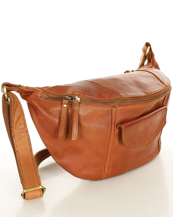 Large Leather kidney bag black brown waist bag women's crossbody