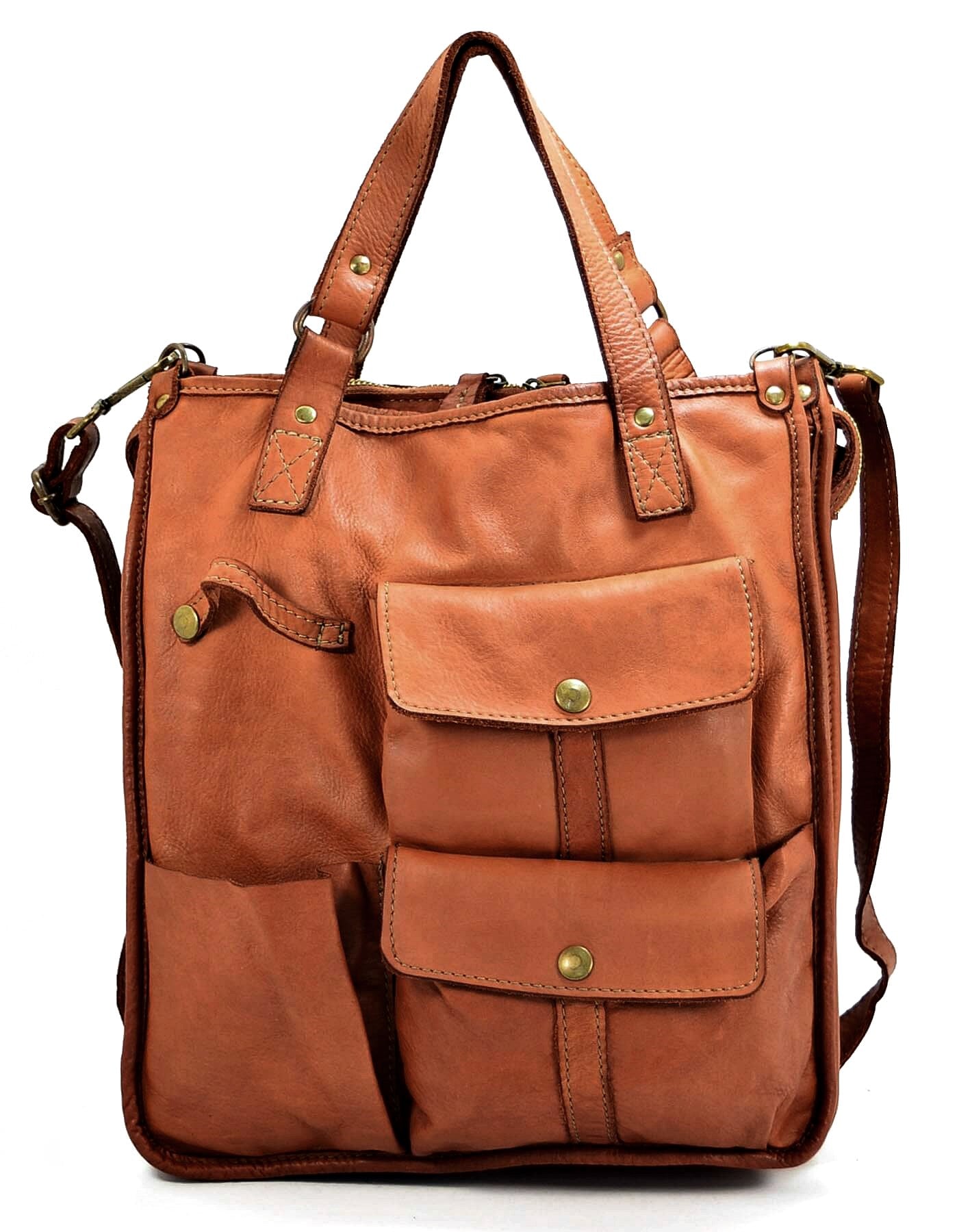 (outlet) Caldera ● Skórzana torba na ramię tote Unisex A4 XL cognac