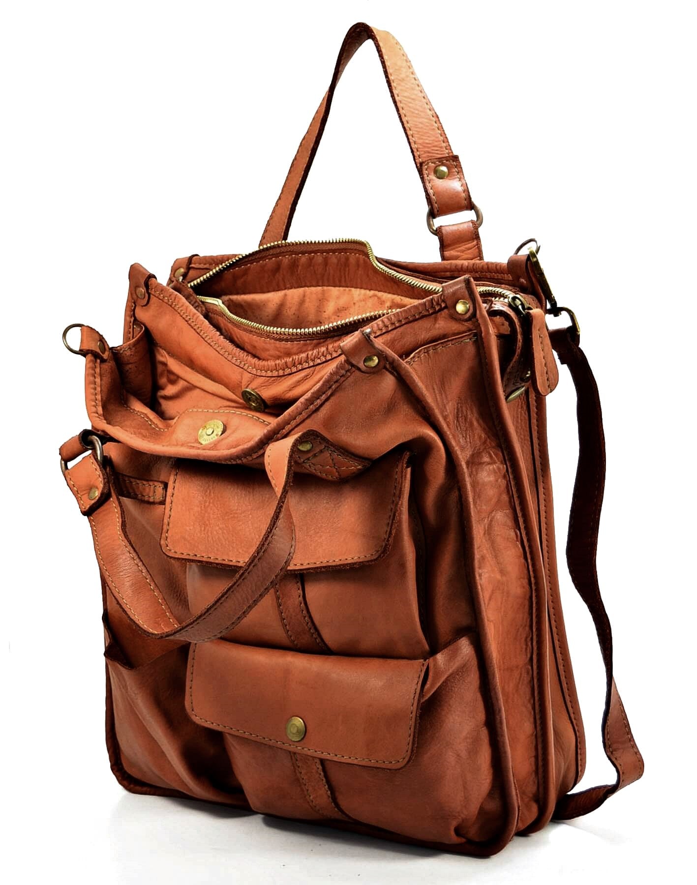 (outlet) Caldera ● Skórzana torba na ramię tote Unisex A4 XL