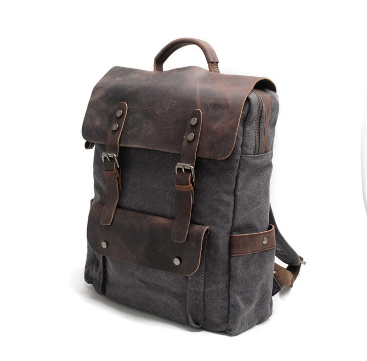 TAR VINTAGE Ryggsäck i canvas - och läder för damer i vintagestil
