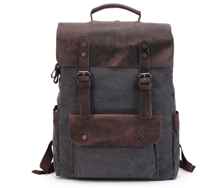 TAR VINTAGE Ryggsäck i canvas - och läder för damer i vintagestil