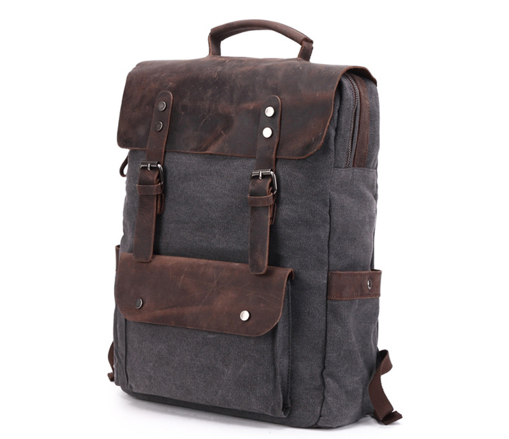 TAR VINTAGE Ryggsäck i canvas - och läder för damer i vintagestil