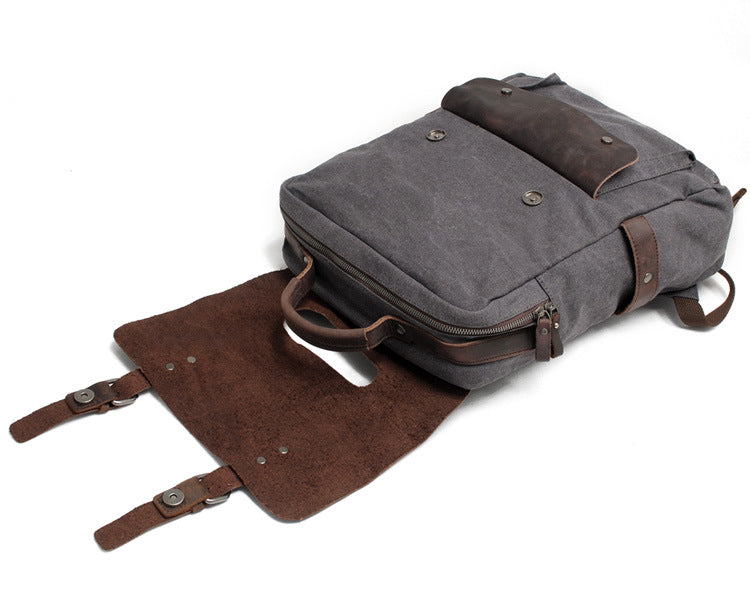 TAR VINTAGE Ryggsäck i canvas - och läder för damer i vintagestil