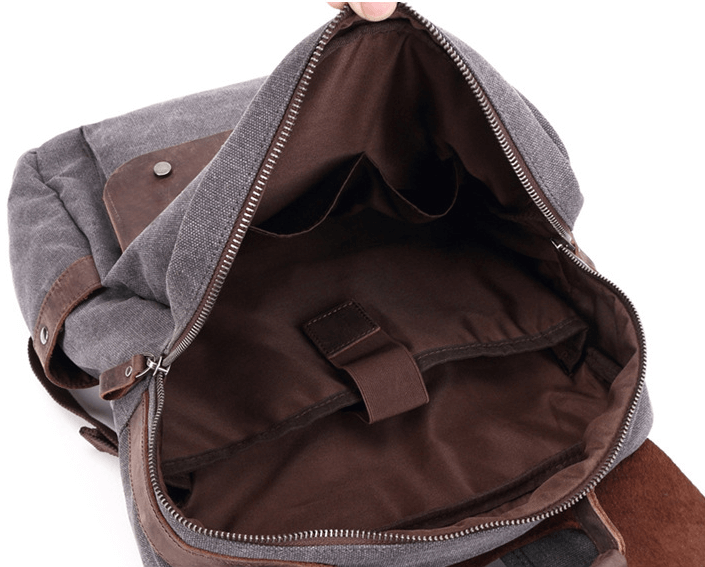 TAR VINTAGE Ryggsäck i canvas - och läder för damer i vintagestil