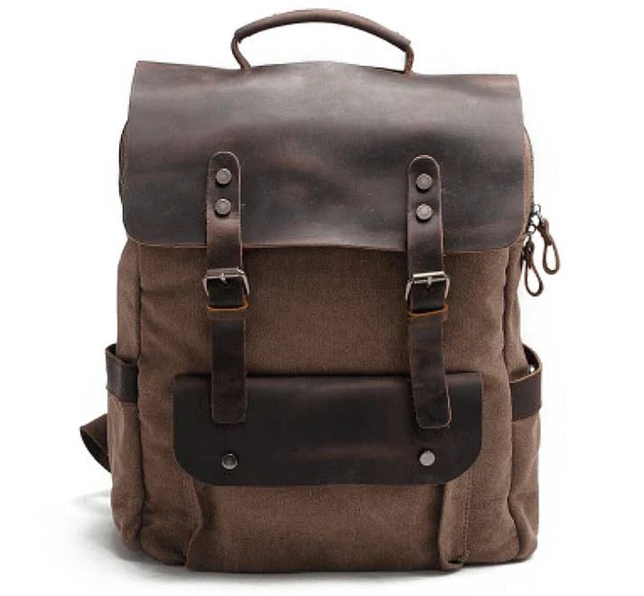 TAR VINTAGE Ryggsäck i canvas - och läder för damer i vintagestil