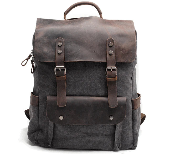 TAR VINTAGE Ryggsäck i canvas - och läder för damer i vintagestil