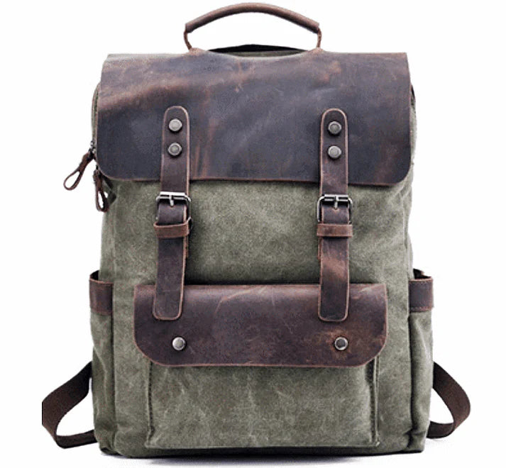 TAR VINTAGE Ryggsäck i canvas - och läder för damer i vintagestil