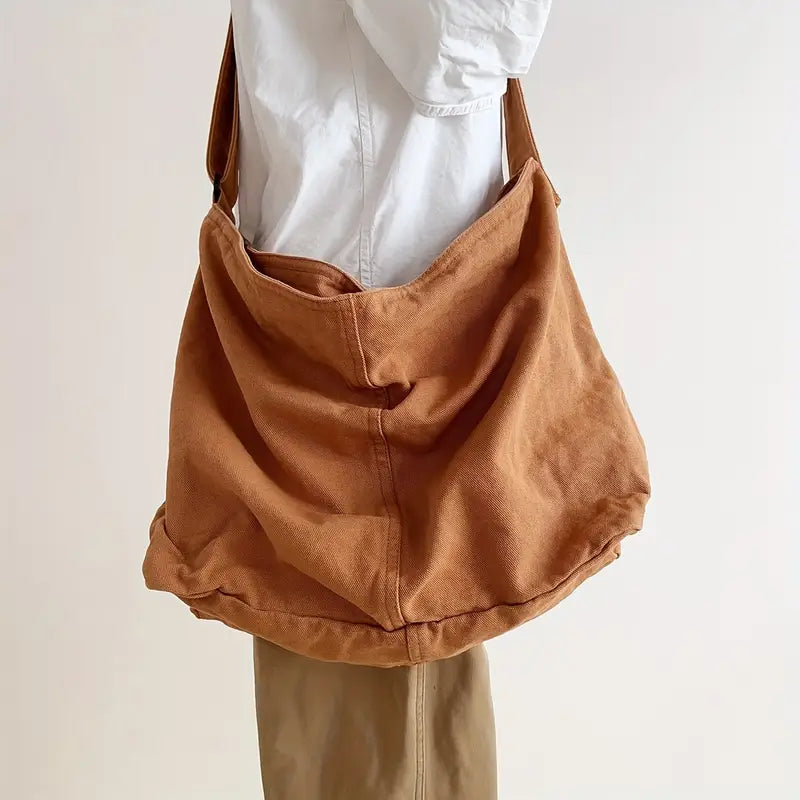 VIVIANE Lużna damska materiałowa torba na ramię - worek crossbody