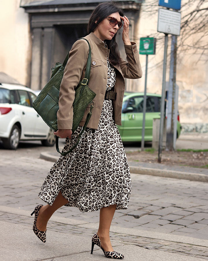 TOTE BRESCIA. Damska skórzana torebka shopper z plecionej skóry