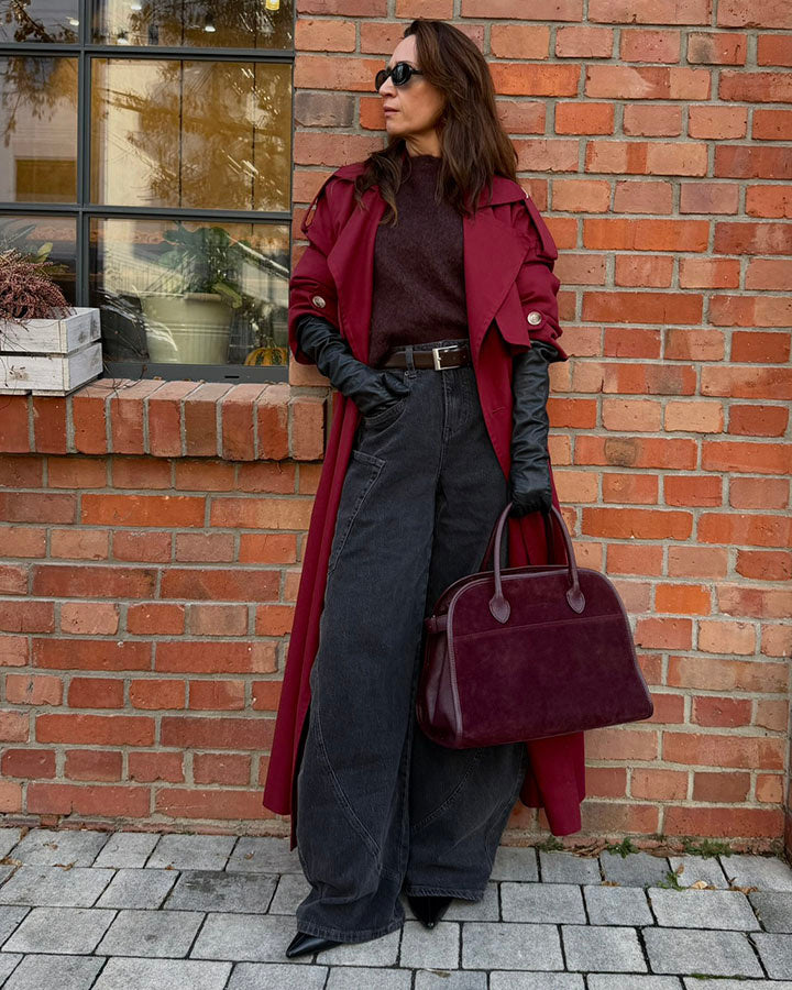 shopper bag BARDINI Sue. Damska torebka kuferek z włoskiego zamszu