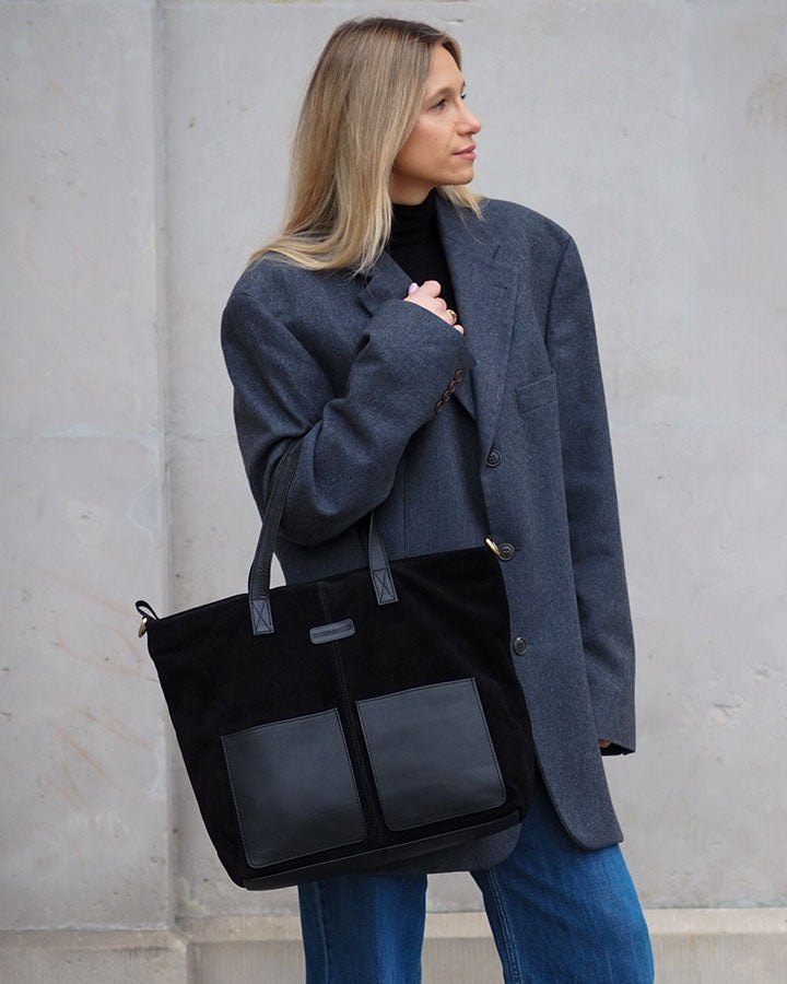 shopper bag BRESCIA Sue. Damska torba na ramię Tote Bag z włoskiego zamszu