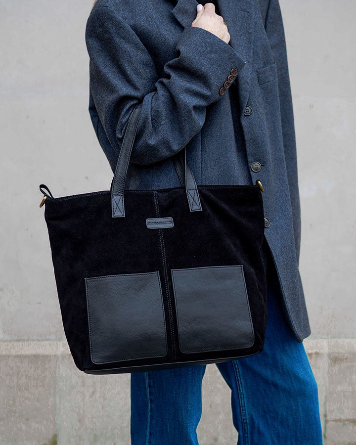 shopper bag BRESCIA Sue. Damska torba na ramię Tote Bag z włoskiego zamszu