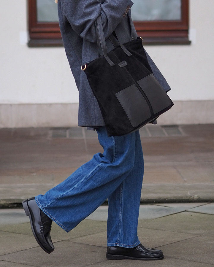 shopper bag BRESCIA Sue. Damska torba na ramię Tote Bag z włoskiego zamszu