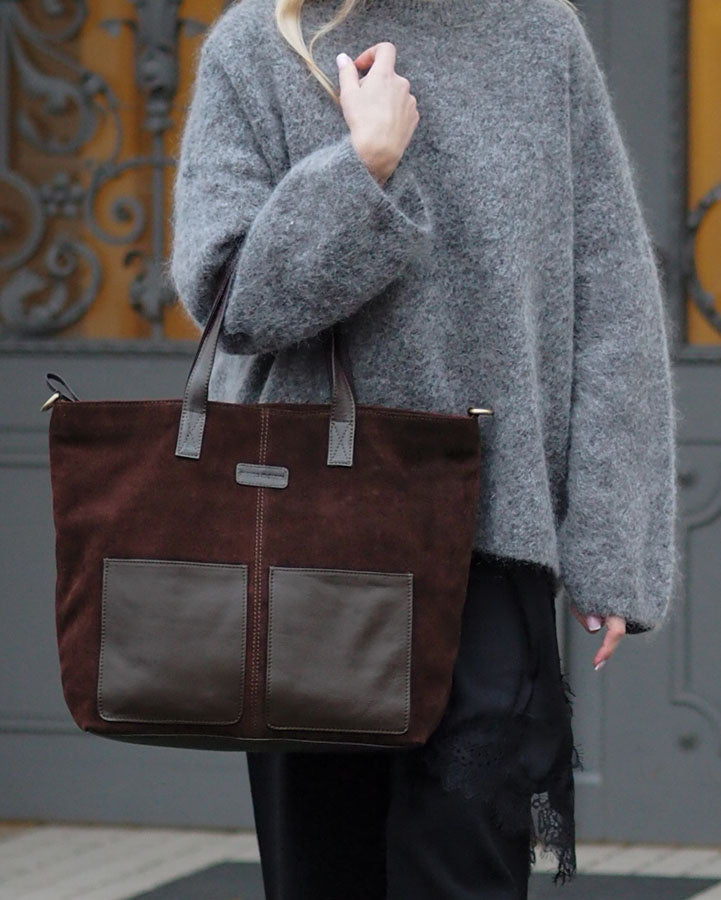 shopper bag BRESCIA Sue. Damska torba na ramię Tote Bag z włoskiego zamszu