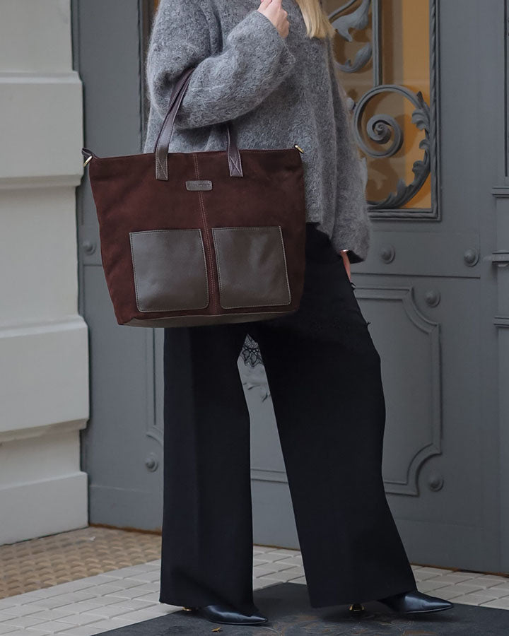 shopper bag BRESCIA Sue. Damska torba na ramię Tote Bag z włoskiego zamszu