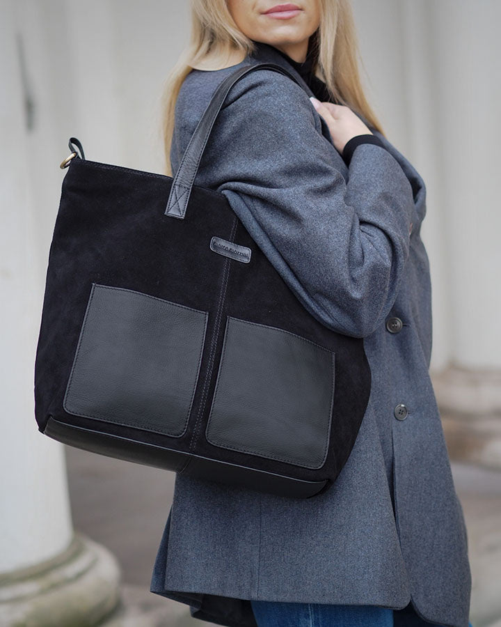 shopper bag BRESCIA Sue. Damska torba na ramię Tote Bag z włoskiego zamszu