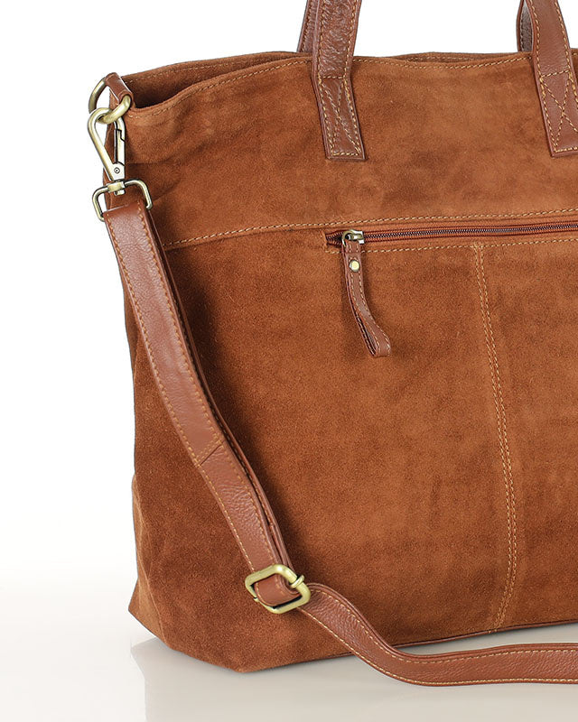 BRESCIA Sue. Damska torba na ramię Tote Bag z włoskiego zamszu