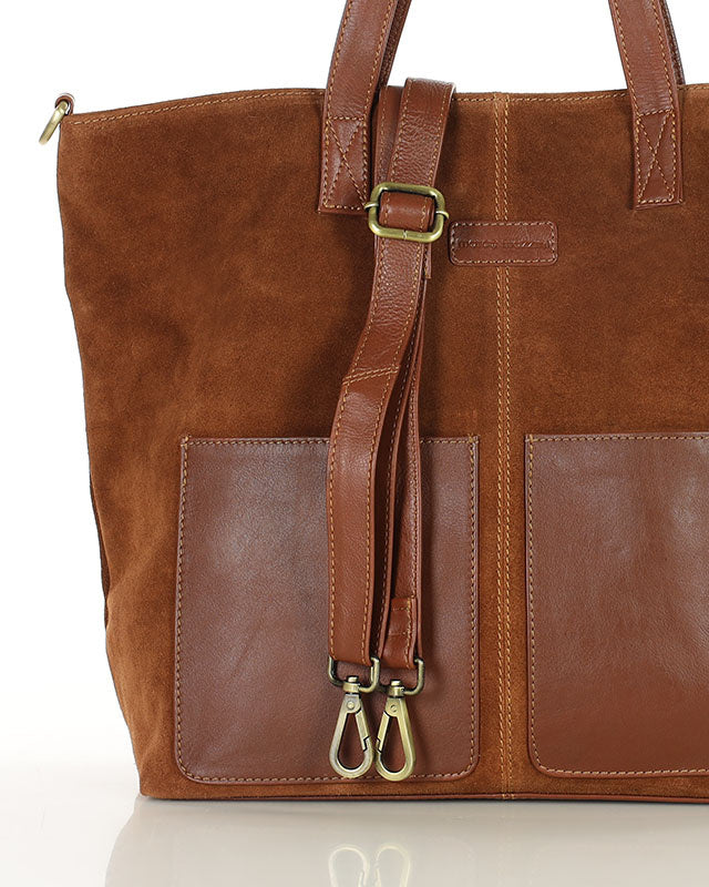 BRESCIA Sue. Damska torba na ramię Tote Bag z włoskiego zamszu