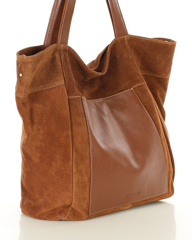 shopper bag CATANIA Sue. Damska torba na ramię Shopper Bag z włoskiego zamszu