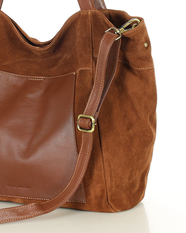 shopper bag CATANIA Sue. Damska torba na ramię Shopper Bag z włoskiego zamszu