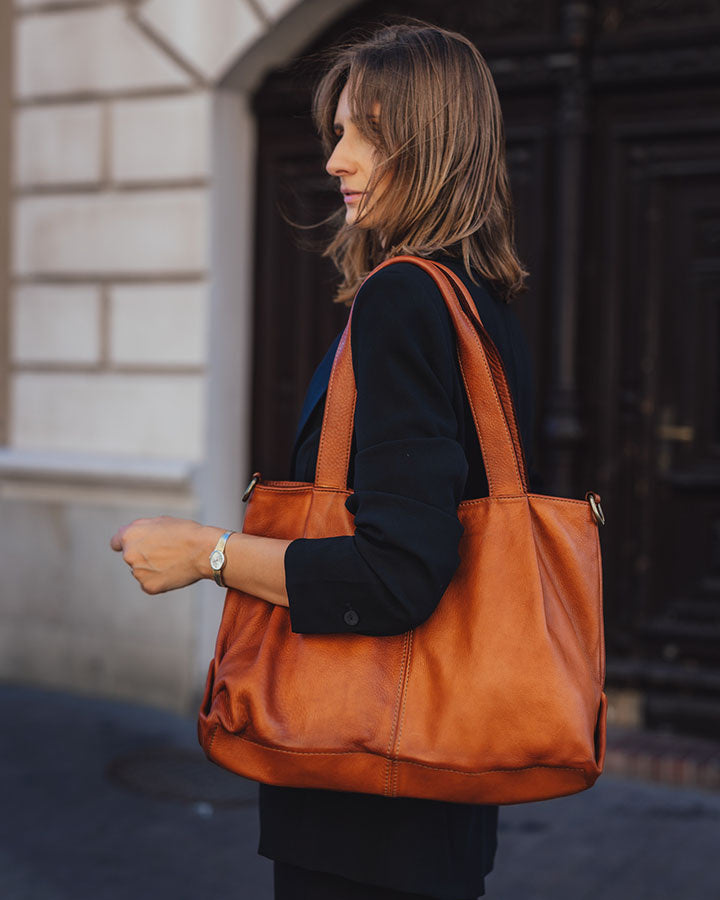 shopper bag ROSARIO Damska torba na ramię Tote Bag z włoskiej skóry.