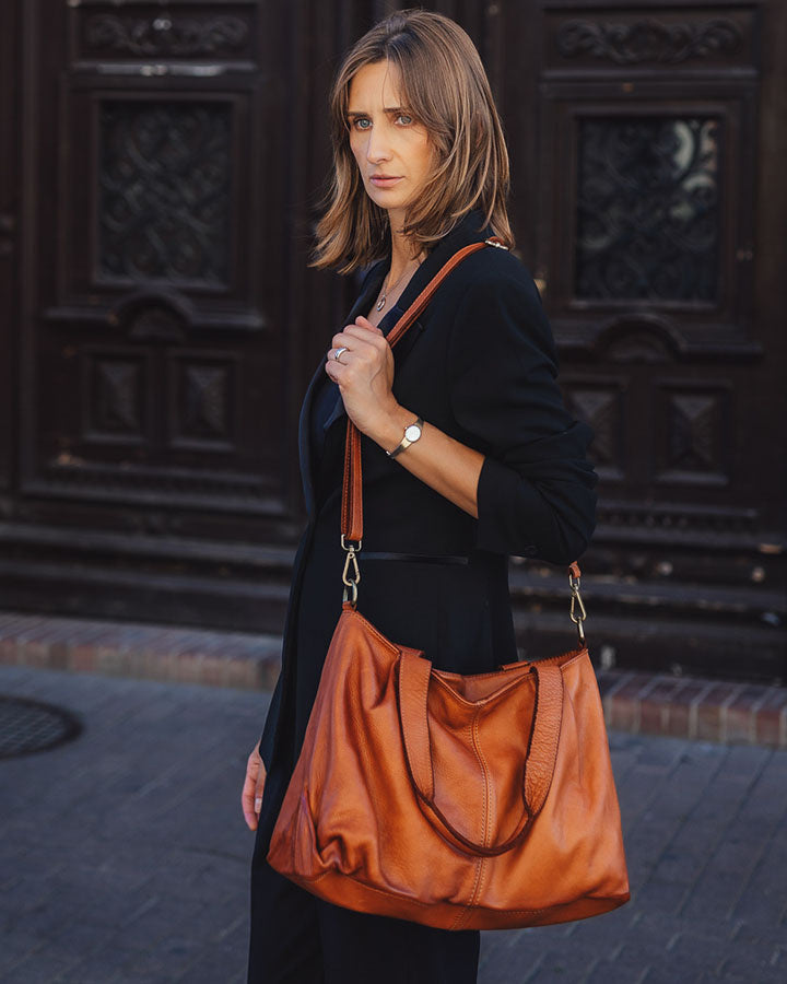 shopper bag ROSARIO Damska torba na ramię Tote Bag z włoskiej skóry.