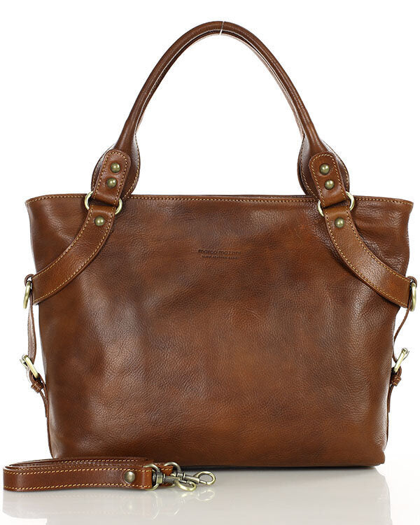 handbag LONDON Damska biznesowa torba na ramię z włoskiej skóry. brązowy