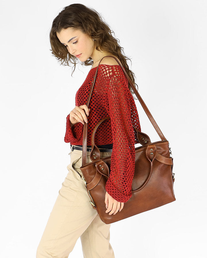 handbag LONDON Damska biznesowa torba na ramię z włoskiej skóry.