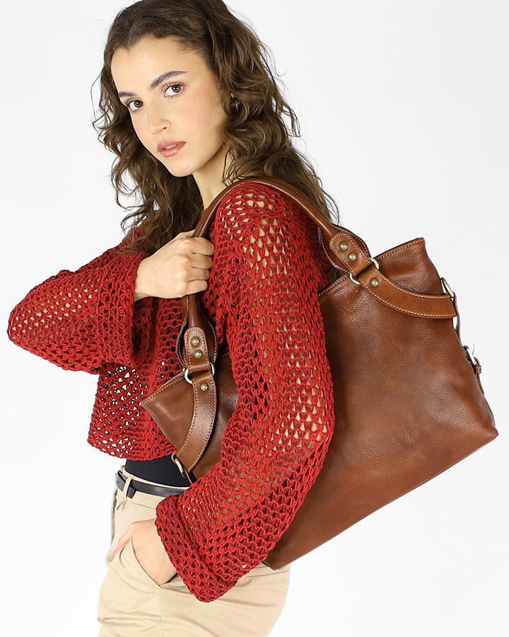 handbag LONDON Damska biznesowa torba na ramię z włoskiej skóry.