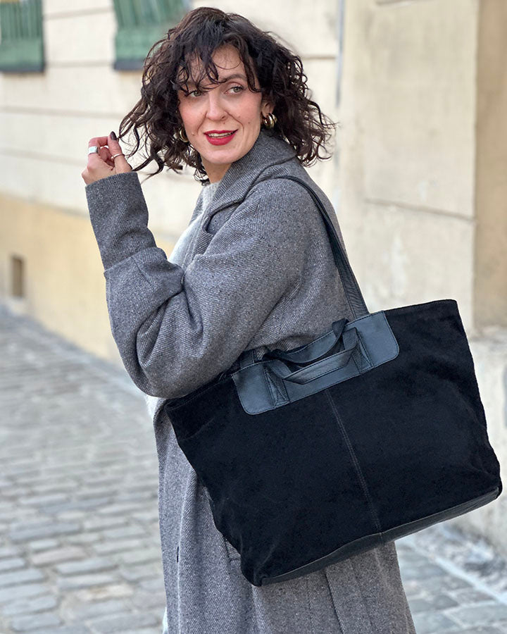 TREVISO Sue. Damska torba na ramię TOTE BAG z włoskiego zamszu