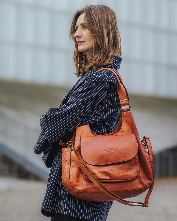 Giulia. Stylowa damska torba skórzana na ramię dwukomorowa