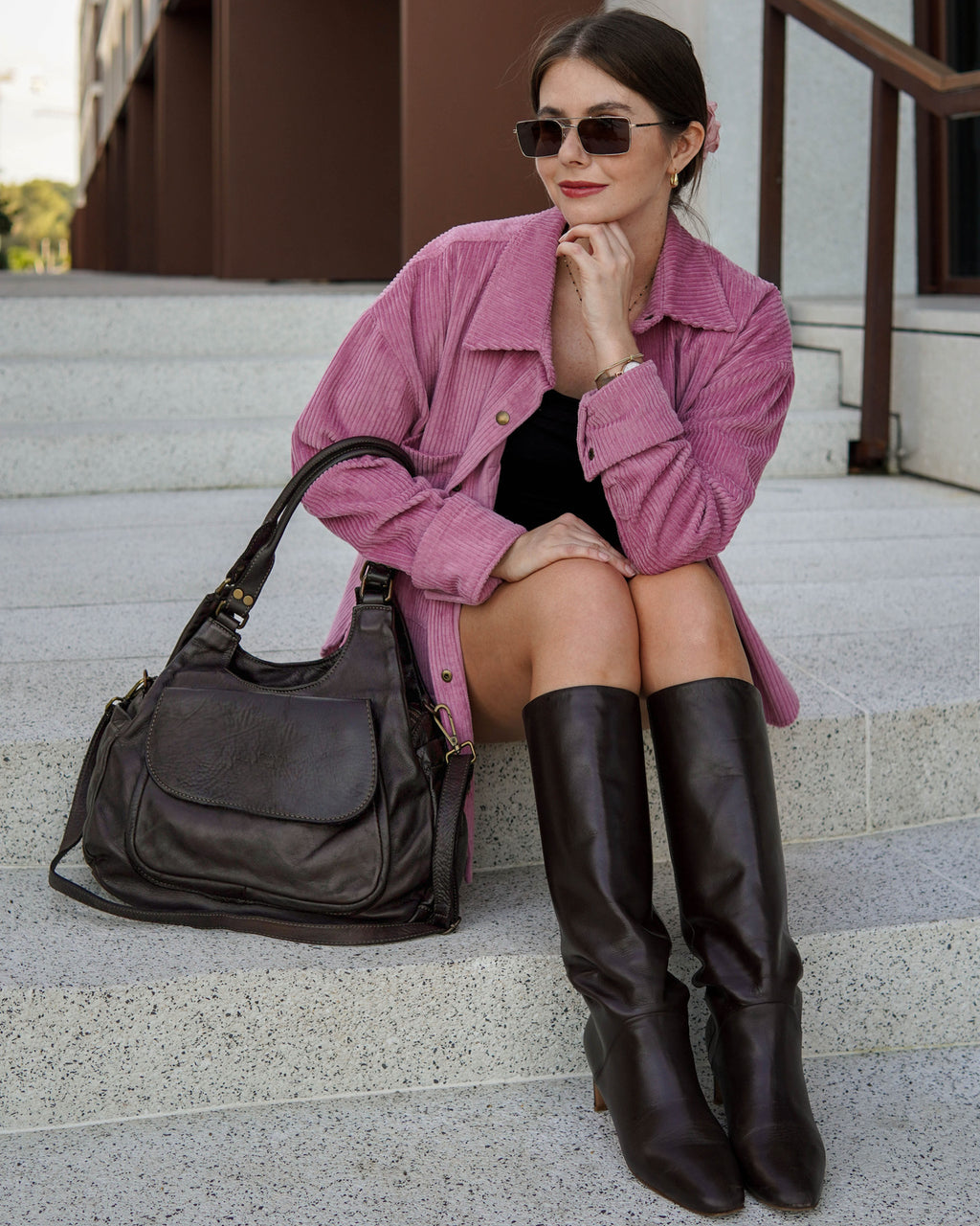 Giulia. Stylowa damska torba skórzana na ramię dwukomorowa