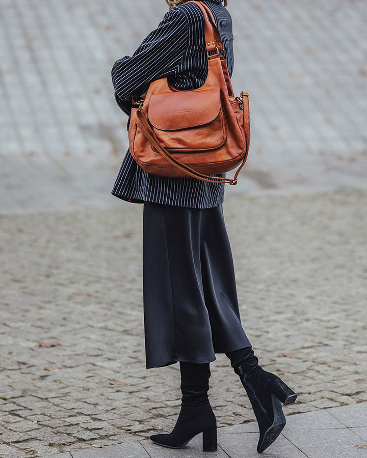 Giulia. Stylowa damska torba skórzana na ramię dwukomorowa