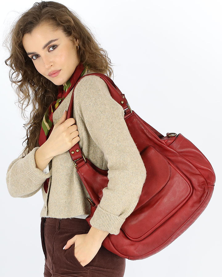 Giulia. Stylowa damska torba skórzana na ramię dwukomorowa