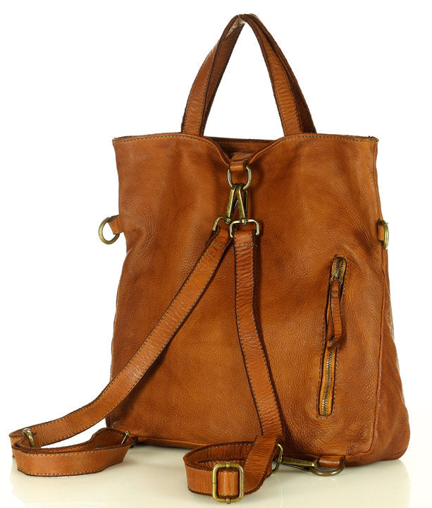 BORENO. Torba shopper damska 3 w 1 z funkcją plecaka, wykonana z włoskiej skóry