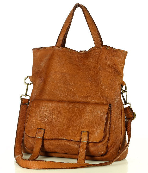 BORENO. Torba shopper damska 3 w 1 z funkcją plecaka, wykonana z włoskiej skóry