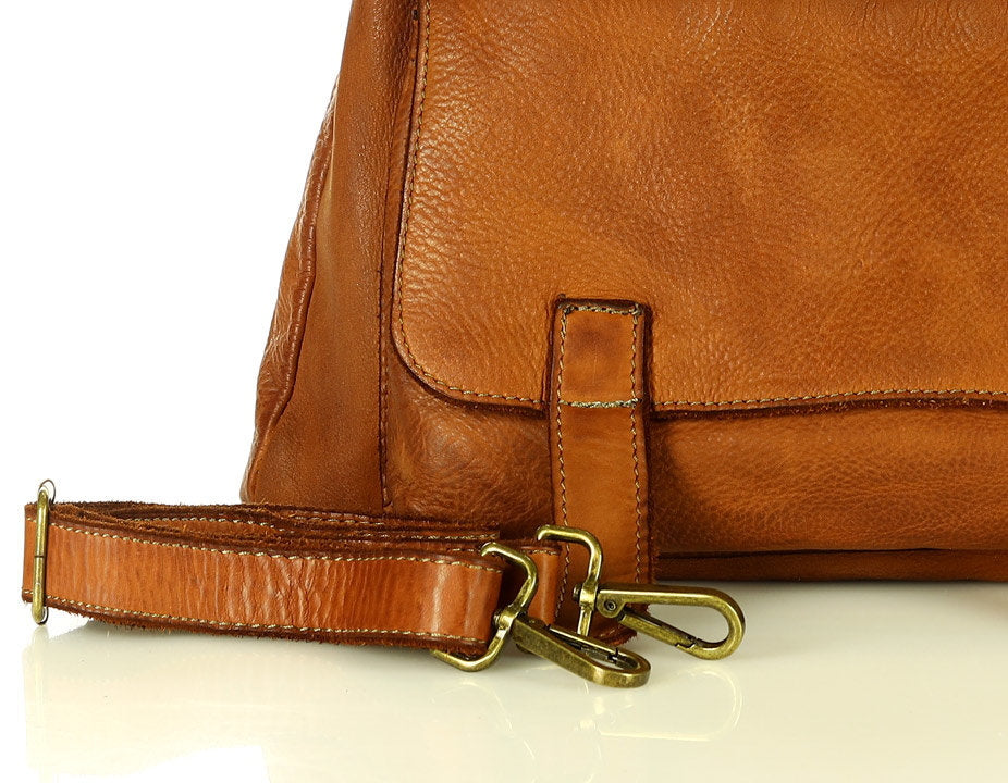 BORENO. Torba shopper damska 3 w 1 z funkcją plecaka, wykonana z włoskiej skóry