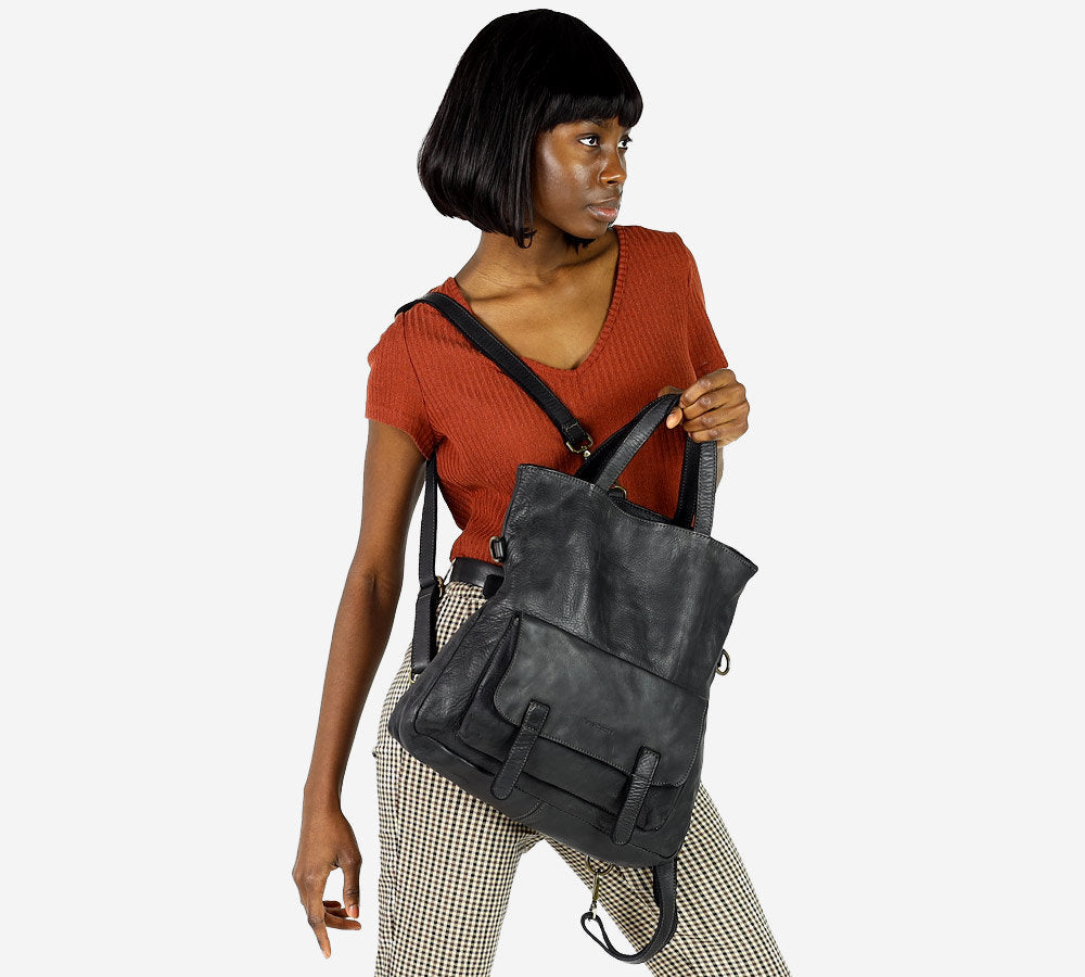 BORENO. Torba shopper damska 3 w 1 z funkcją plecaka, wykonana z włoskiej skóry