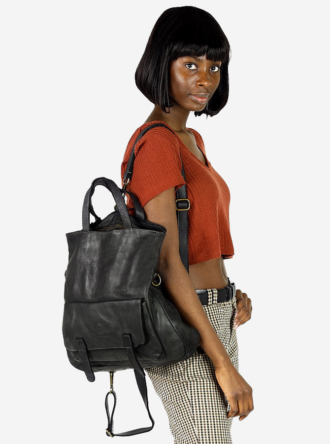 BORENO. Torba shopper damska 3 w 1 z funkcją plecaka, wykonana z włoskiej skóry