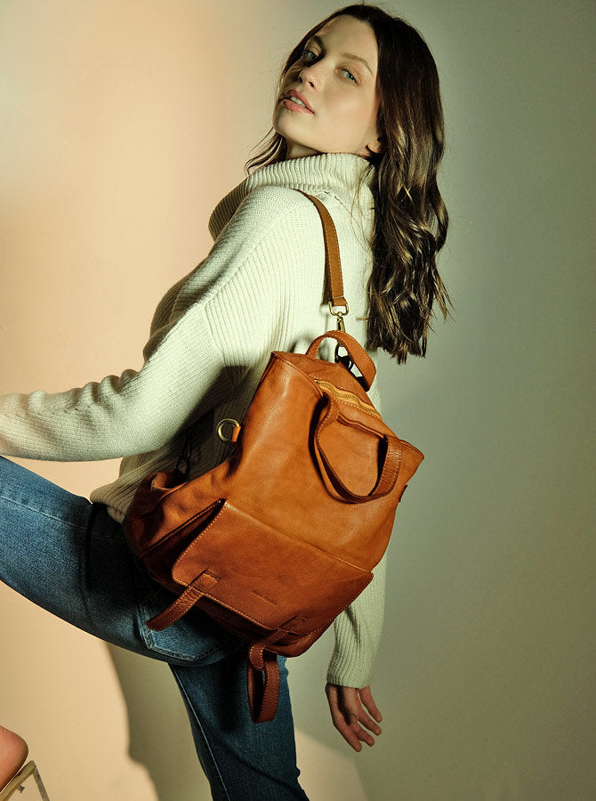 BORENO. Torba shopper damska 3 w 1 z funkcją plecaka, wykonana z włoskiej skóry