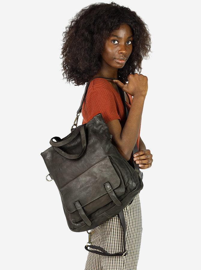 BORENO. Torba shopper damska 3 w 1 z funkcją plecaka, wykonana z włoskiej skóry