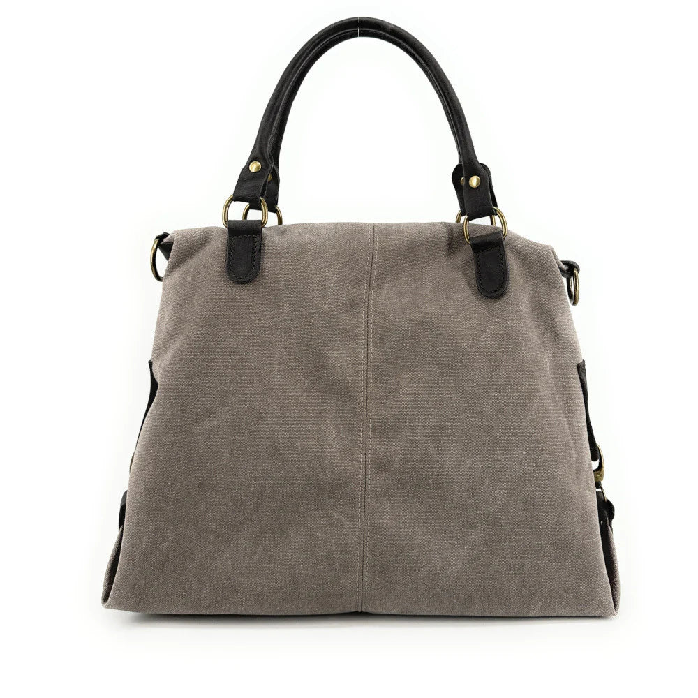 KOUKO HOBO Duża damska torba na ramię XXL z grubej bawełny i skóry