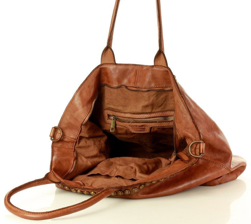(outlet) Cassalle. Stor läderväska med axelrem, A4 XL, Boho