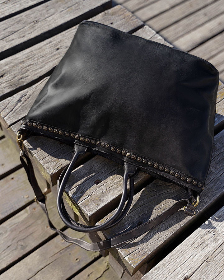 (outlet) Cassalle. Stor läderväska med axelrem, A4 XL, Boho